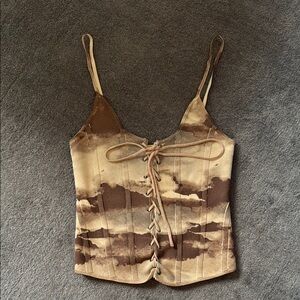 Brown Zara Lace-Up Women's Top